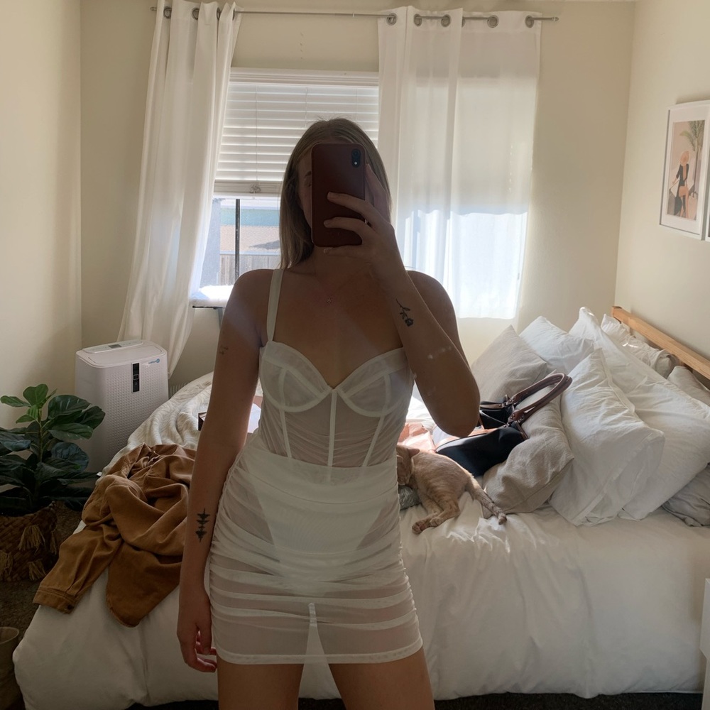 Oh Polly Sheer Bustier Dress
